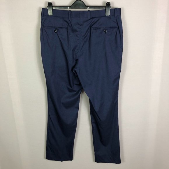 Trunk Club Navy Blue Small Check Wool Dress Pants Size 36W - Picture 5 of 8